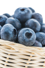 Blueberry basket isolated on white
