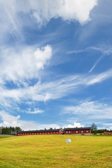 Norwegia , krajobraz wiejski, budynki farmy rolniczej