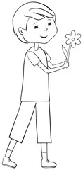 Outline boy with flower
