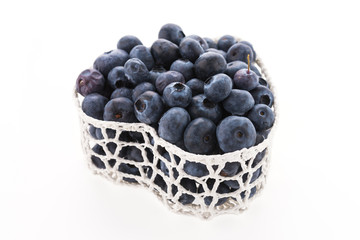 Blueberry basket isolated on white