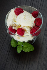 Ice cream with raspberry