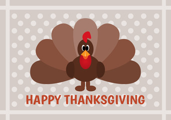 Thanksgiving card with cartoon of turkey bird