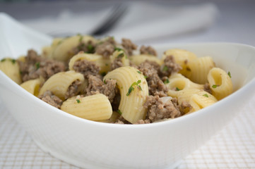 Pasta with beef and herbs