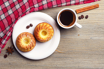 Two cupcake and coffee