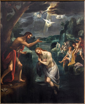 Mechelen - The Central panel of the Baptistm of Christ