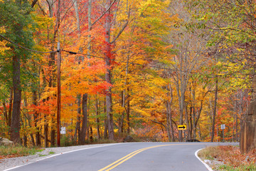 Beautiful autumn drive in Michigan up north