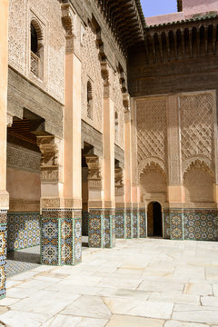 The Ben Youssef Madrasa past an Islamic college in Marrakesh.