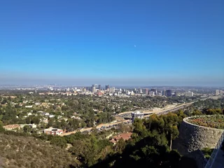 Fototapeten Aerial View of the Los Angeles City Skyline, California, America © samantoniophoto