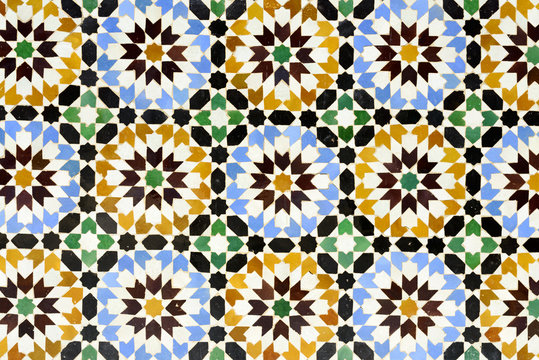 Morrocan traditional mosaic ornament from Ben Youssef Madrasa