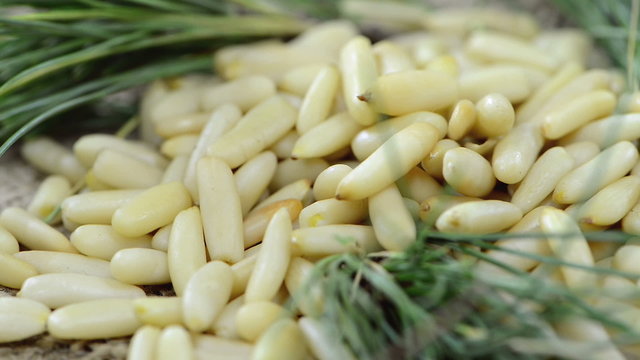 Portion of rotating Pine Nuts (not loopable full HD video)