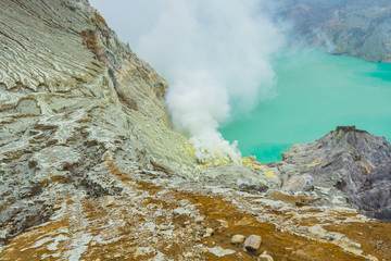 Kawah Ijen Volcano in East Java , Indonesia
