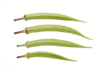 Okra, Lady's Finger isolated on white background.