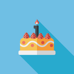 birthday cake flat icon with long shadow,eps10