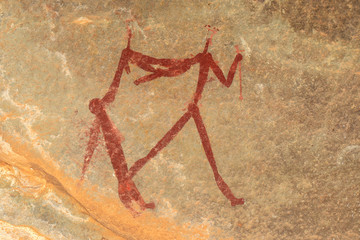 Bushmen rock painting depicting human figures