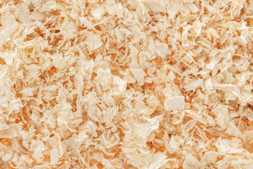 Close up wood shaving as background.