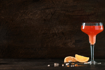 Orange and rum or tequila cocktail with copyspace