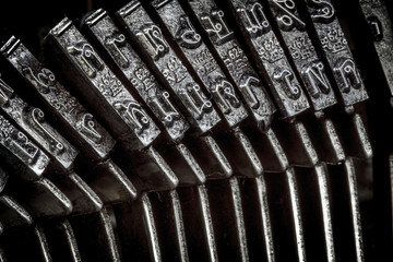 Close up of the letters on an old typewriter.