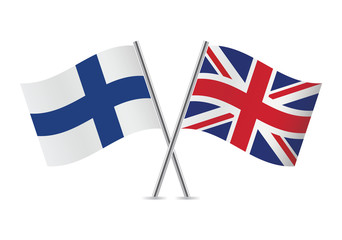 British and Finnish flags. Vector illustration.