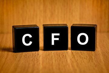 CFO or Chief financial officer word on black block