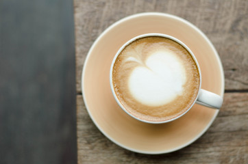 hot coffee with foam top view