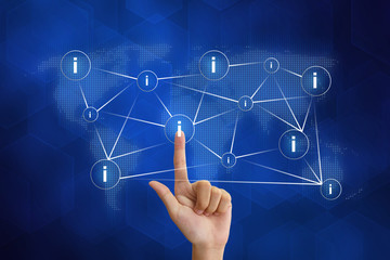hand pushing information networking