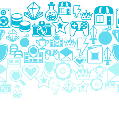 Seamless pattern with game icons in flat design style.
