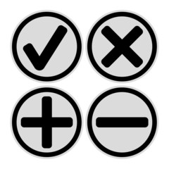 Add, delete, cross & check mark icons 