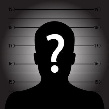Silhouette of  anonymous man in mugshot or police lineup