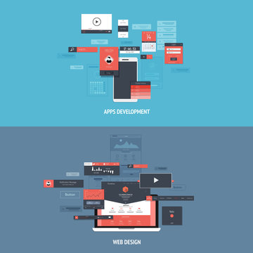 Design concepts Icons for apps development and web design
