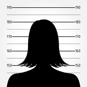 Silhouette of  anonymous woman in mugshot or police lineup