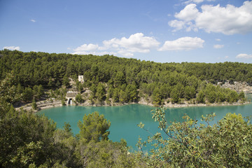 Dam wall in Bimont park, Provence, France