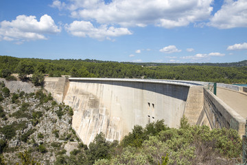 Dam wall in Bimont park, Provence, France