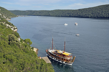Fototapeta premium Boot auf dem Limfjord, Istrien, Kroatien