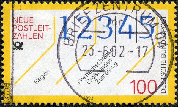 stamp printed in Germany, shows New postal codes
