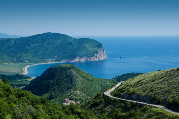 Naklejka na ściany i meble Montenegro. Sea, mountains and town