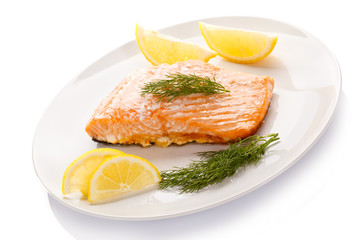 Grilled salmon and vegetables