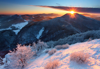 Winter  mountain with sun - Slovakia