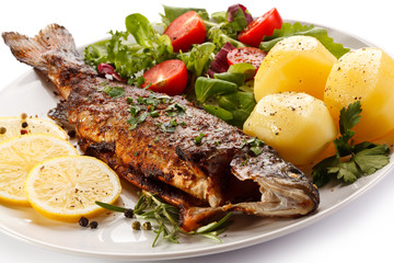 Fish dish - fried fish fillet with vegetables