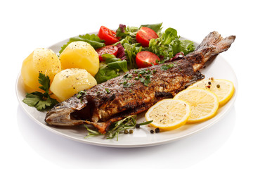 Fish dish - fried fish fillet with vegetables