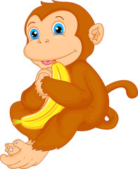 cute monkey cartoon with banana