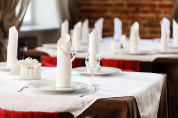 Tables set for meal