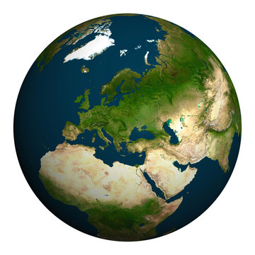 Planet earth. Europe, part of Asia and Africa.