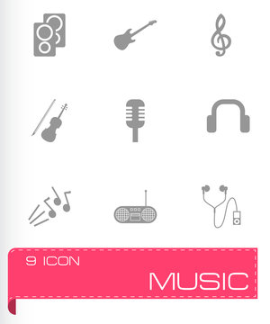 Vector black music icons set