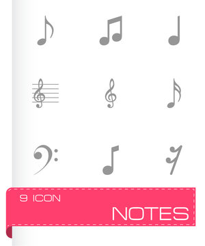 Vector black notes icons set