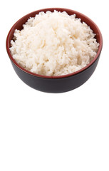 A bowl of rice over white background 