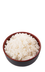 A bowl of rice over white background 