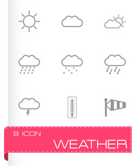 Vector black weather icons set