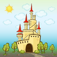 Castle in cartoon style