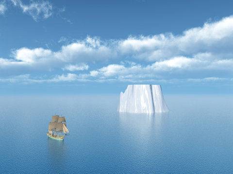 Eisberg und Segelschiff