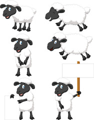 Fototapeta premium Cute cartoon sheep collection set